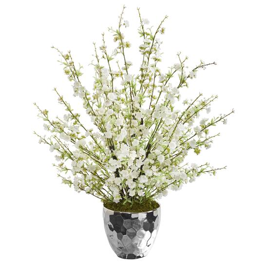 2.4 ft. Cherry Blossom Arrangement in Silver Bowl